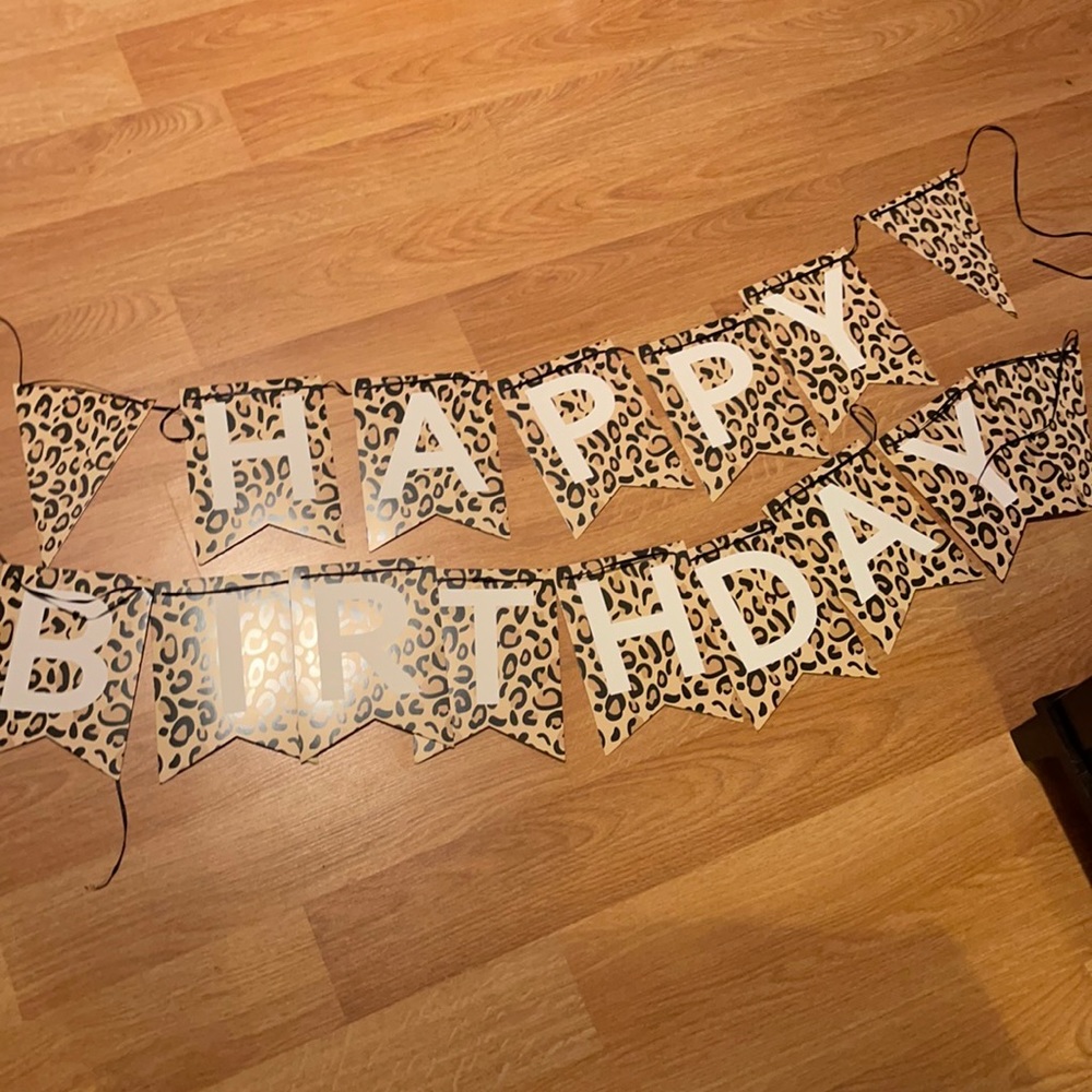 Happy birthday  decorations banner leopard